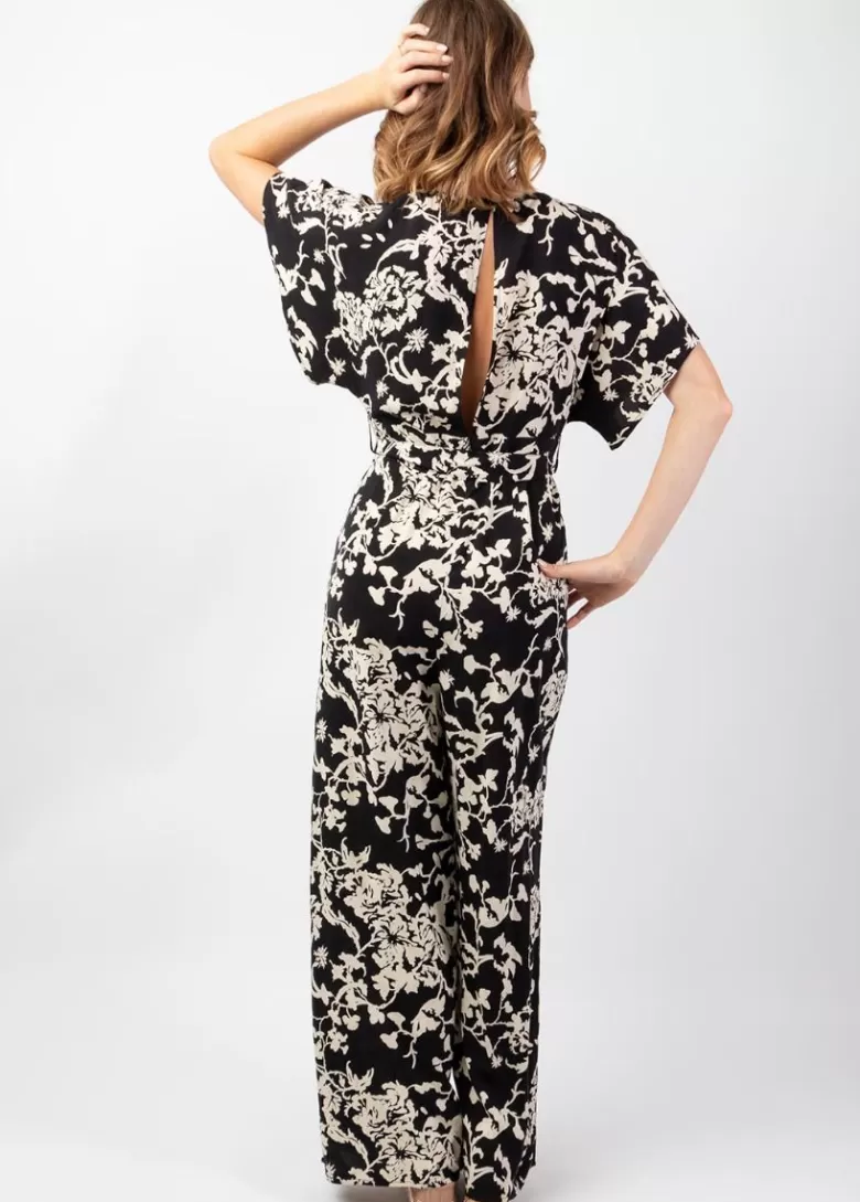 Combinaisons*Coton Du Monde Combi-pantalon femme habillé HOLLY motif ethnique noir Palua Noir