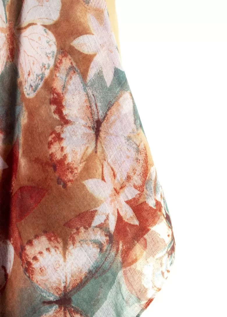 Echarpes / Foulards*Coton Du Monde Foulard Papillons Papillons Beige