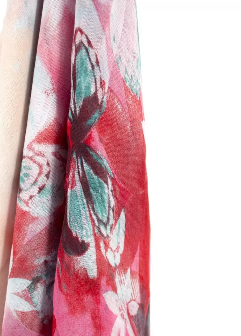 Echarpes / Foulards*Coton Du Monde Foulard Papillons Papillons Rose