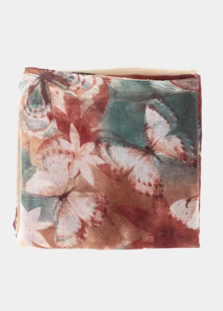 Echarpes / Foulards*Coton Du Monde Foulard Papillons Papillons Beige