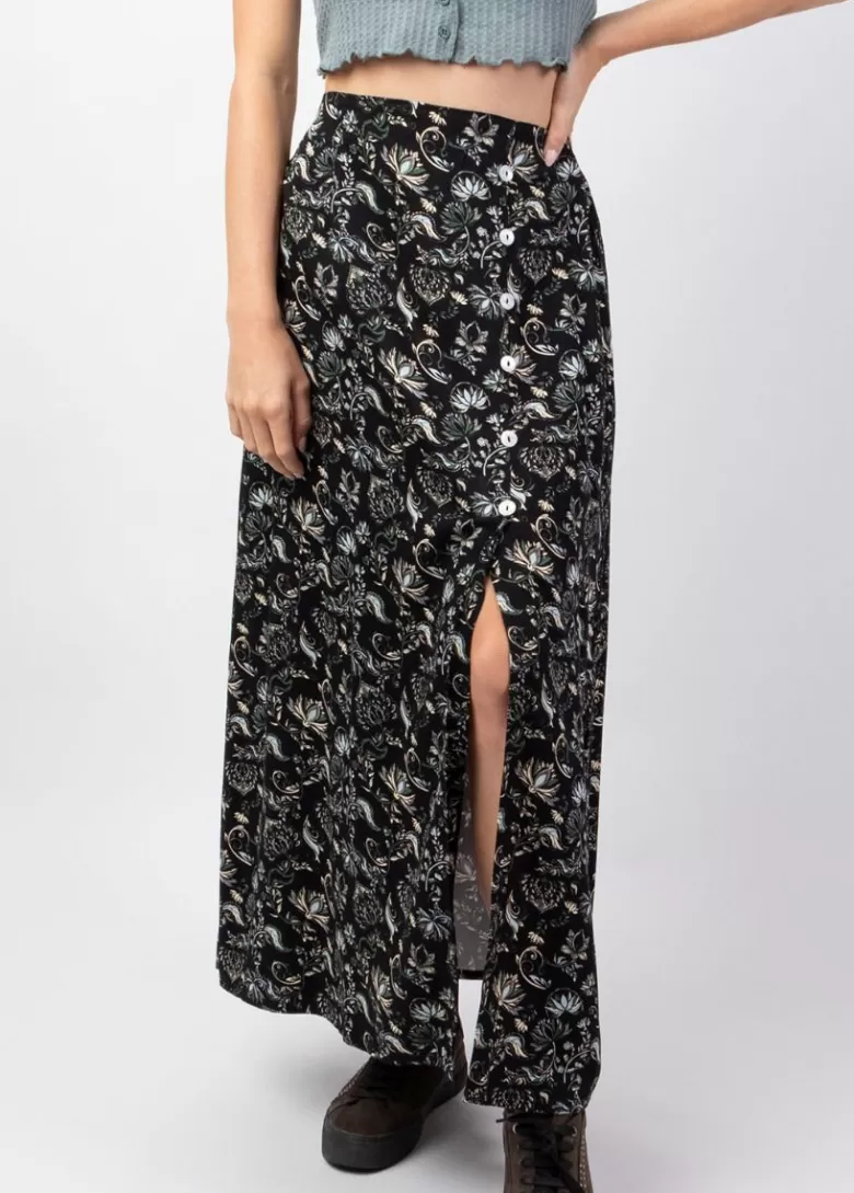 Jupes*Coton Du Monde Jupe longue fendue hiver en viscose épais LIBERTY motif cachemire Orient
