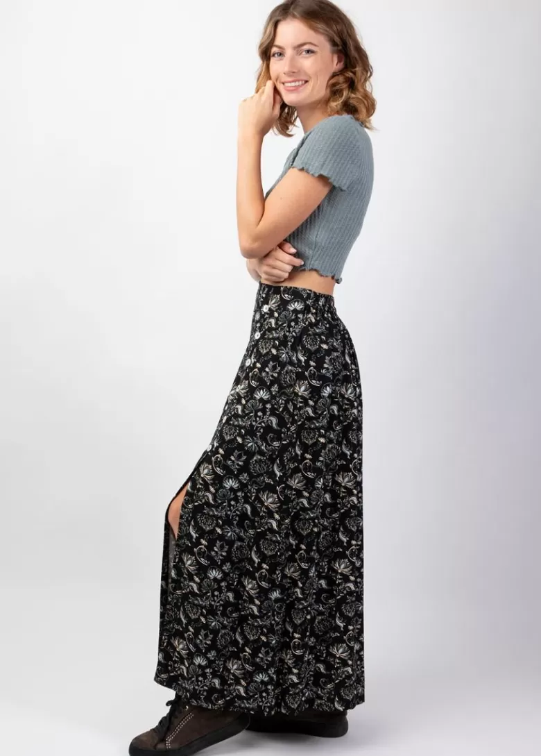 Jupes*Coton Du Monde Jupe longue fendue hiver en viscose épais LIBERTY motif cachemire Orient