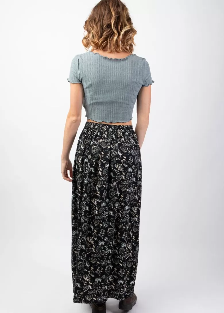 Jupes*Coton Du Monde Jupe longue fendue hiver en viscose épais LIBERTY motif cachemire Orient