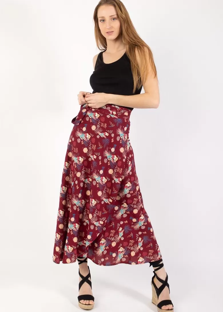 Jupes*Coton Du Monde Jupe longue portefeuille femme LEVY prune Narcisse