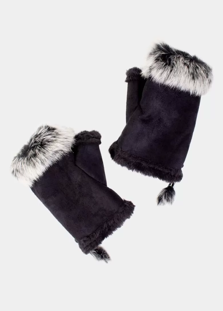 Mitaines / Gants*Coton Du Monde Mitaines Fourrure Noir