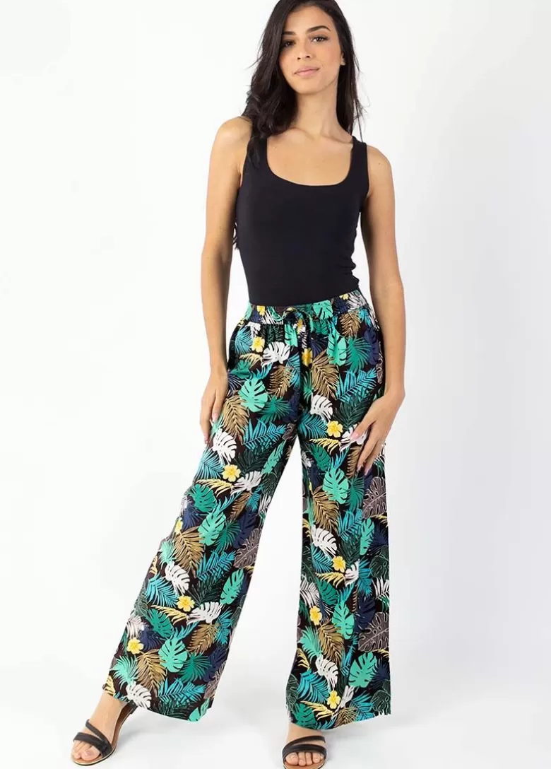 Pantalons Et Sarouels*Coton Du Monde Pantalon fluide tendance MILLY vert Palme Vert