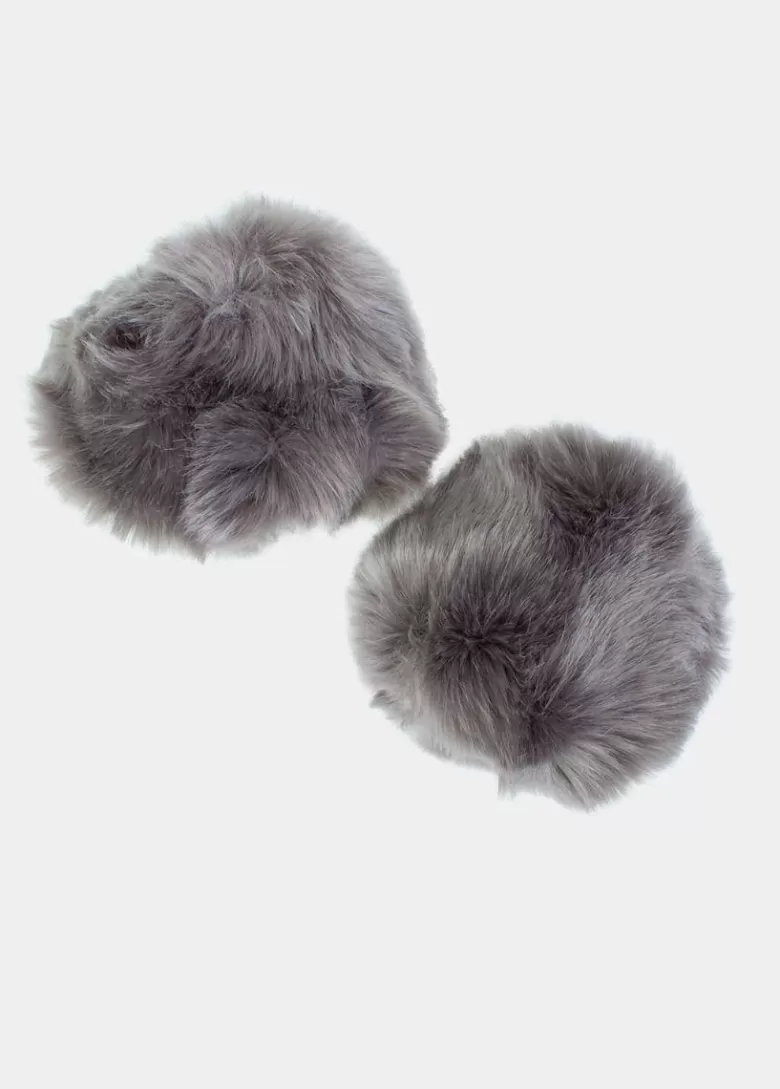 Mitaines / Gants*Coton Du Monde Poignets Fourrure Anthracite