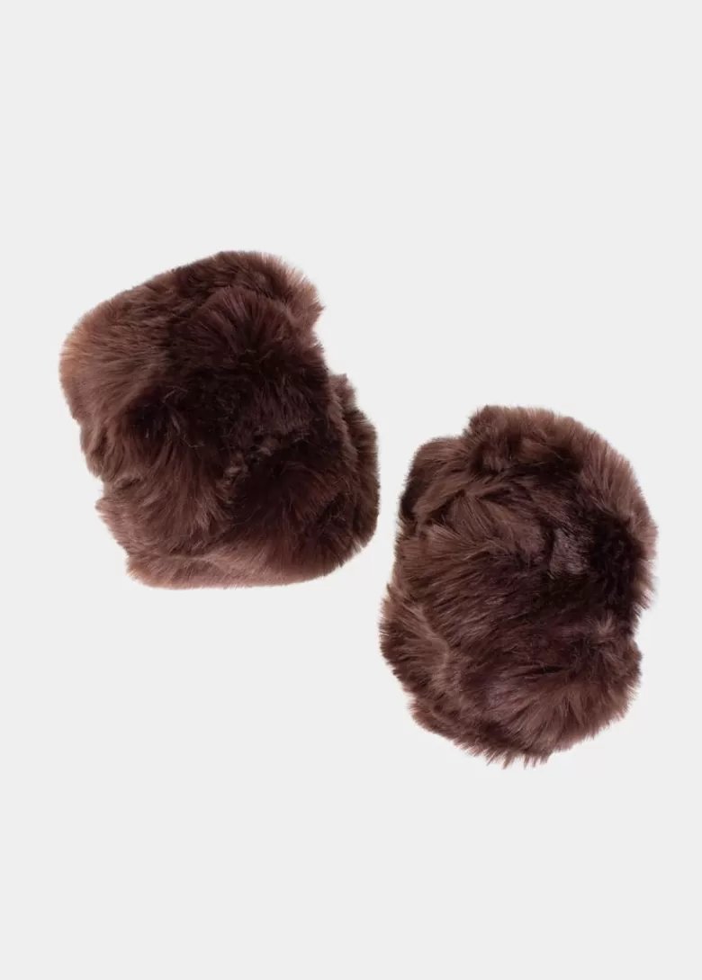 Mitaines / Gants*Coton Du Monde Poignets Fourrure Marron