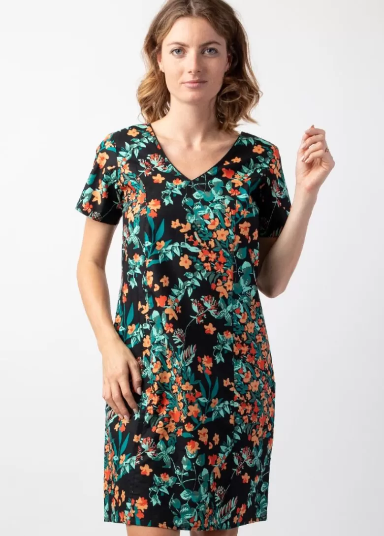 Robes*Coton Du Monde Robe coton femme manches courtes CLAUDIA imprimé floral coloré Jaipur