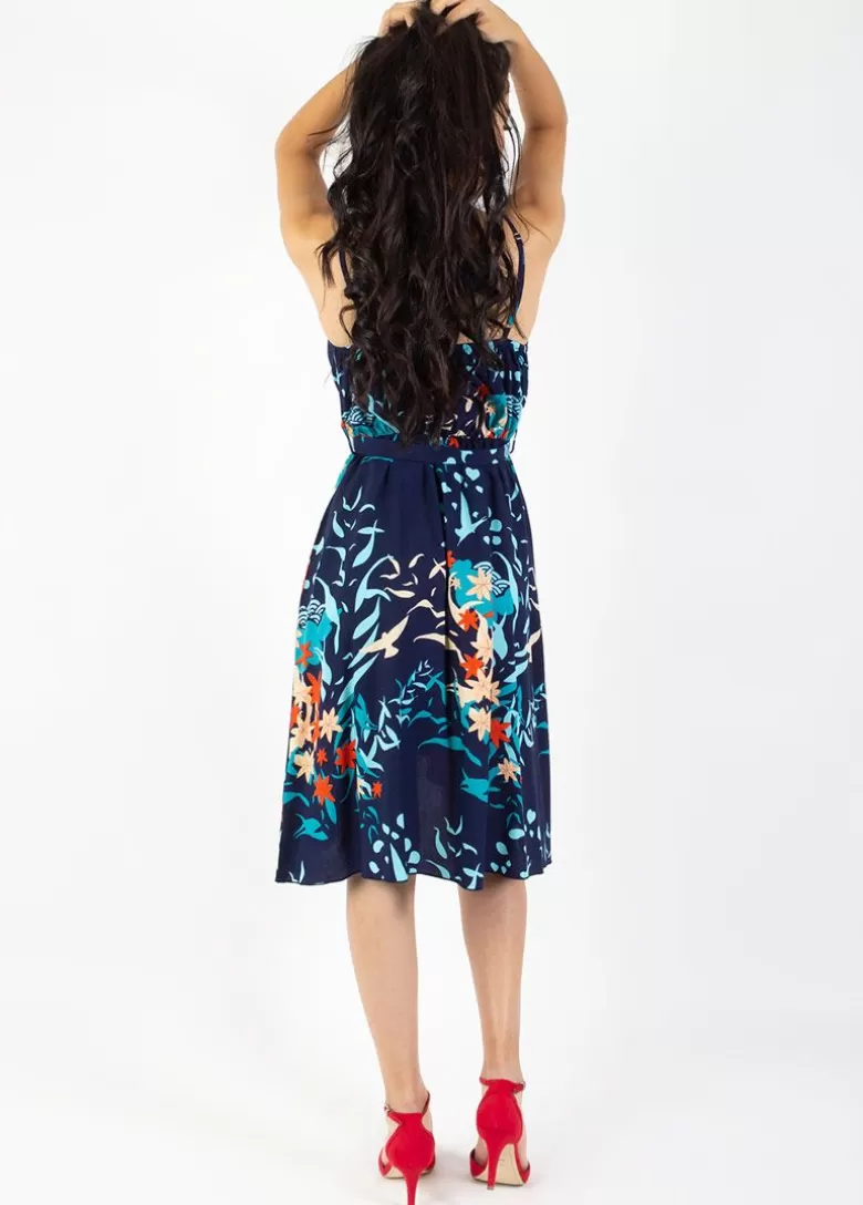 Robes*Coton Du Monde Robe courte chic fines bretelles cache cœur TESSA imprimé japonisant Japan