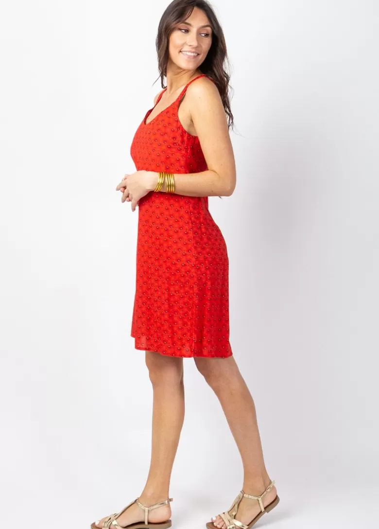 Robes*Coton Du Monde Robe courte de plage dos nageur ALOHA imprimé orange Albizia Mandarine
