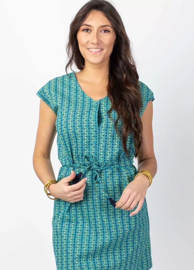Robes*Coton Du Monde Robe courte EDONA manches courtes imprimé ethnique Alize Opal