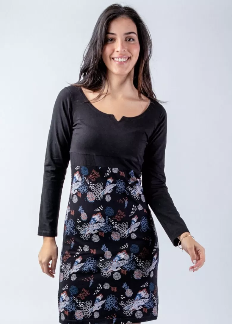 Robes*Coton Du Monde Robe courte en coton manches longues SURYA imprimé floral Narcisse Hiver