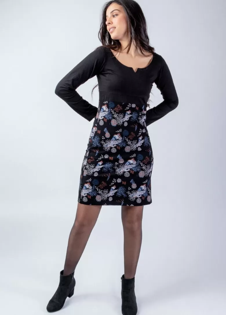 Robes*Coton Du Monde Robe courte en coton manches longues SURYA imprimé floral Narcisse Hiver