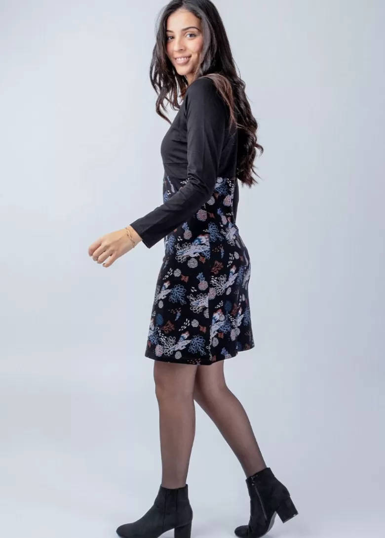 Robes*Coton Du Monde Robe courte en coton manches longues SURYA imprimé floral Narcisse Hiver