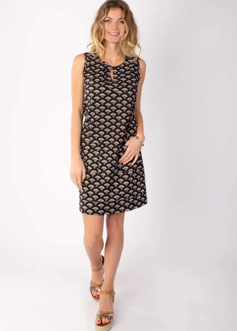 Robes*Coton Du Monde Robe courte en coton MARLA sans manches imprimé ethnique noir 49 Noir