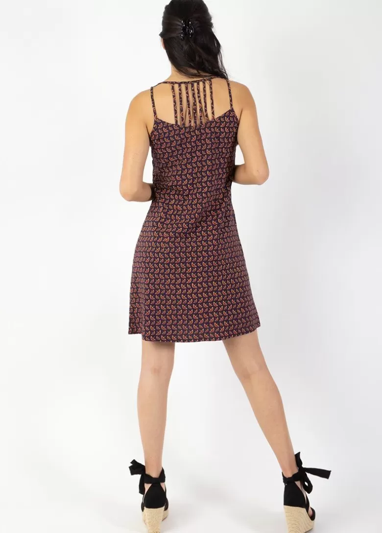 robe_courte_fines_bretelles_sylvia_imprim_ethnique_prune_3.webp Robes*Coton Du Monde Robe courte fines bretelles SYLVIA imprimé ethnique prune Envolee Prune