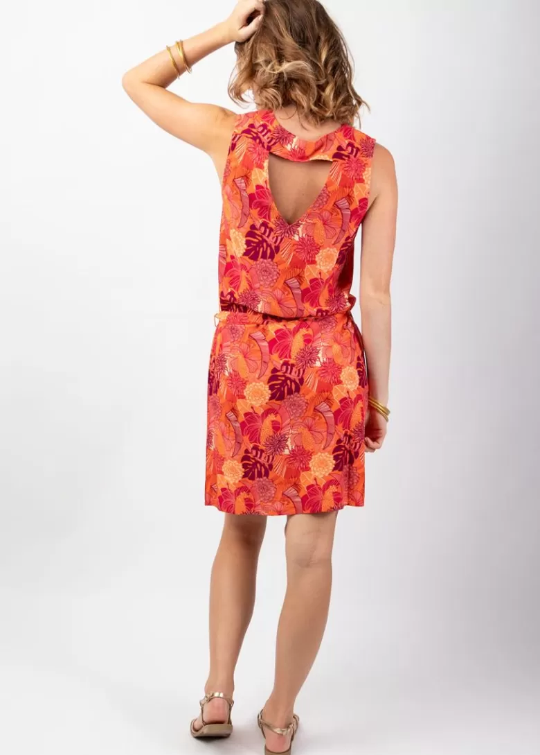 Robes*Coton Du Monde Robe courte fleurie femme été JALYA découpe dos original Java