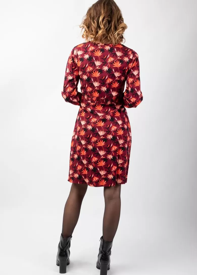 Robes*Coton Du Monde Robe courte manches longues en viscose épais HELENA motif bohème Colchique