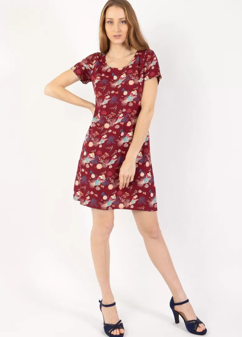 Robes*Coton Du Monde Robe courte NATALIA manches courtes imprimé paon Narcisse