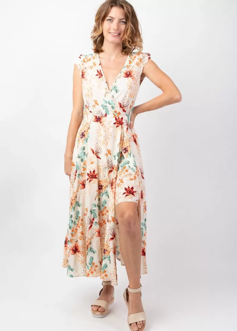 Robes*Coton Du Monde Robe d'été mi-longue LOLITA imprimé fleuri bohème chic Garden