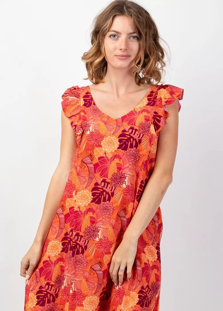 Robes*Coton Du Monde Robe fleurie tendance ZOLA imprimé coloré lumineux Java