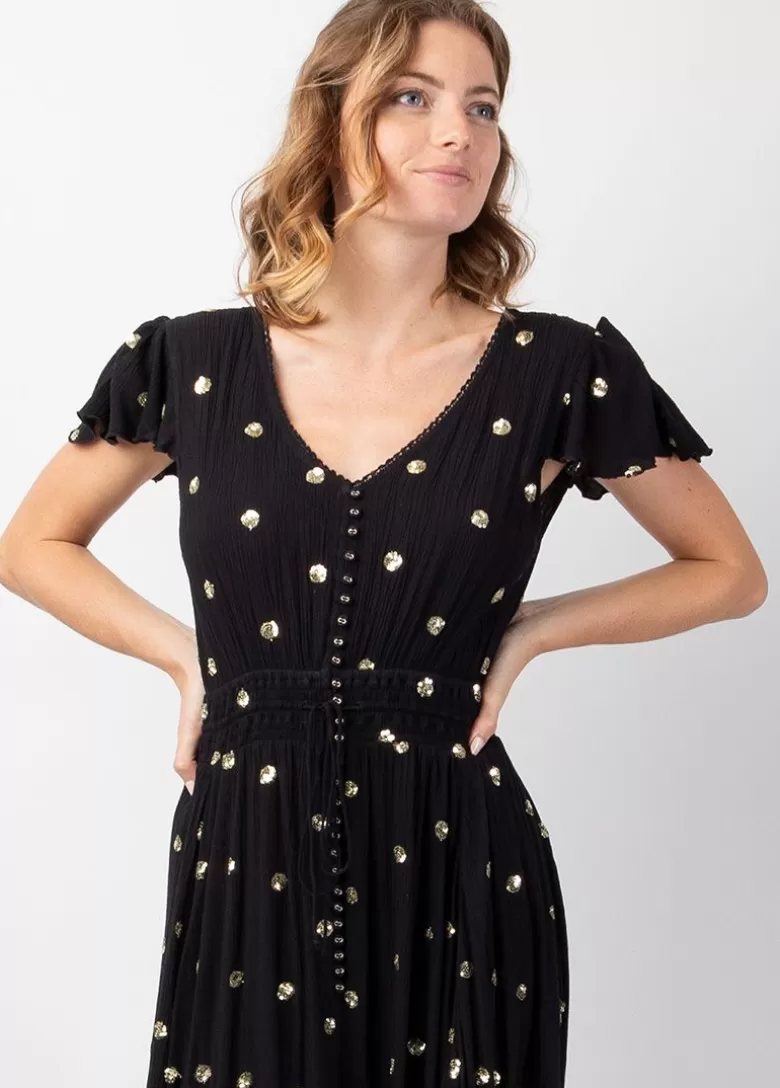 Robes*Coton Du Monde Robe longue bohème chic SUMATRA e Noir