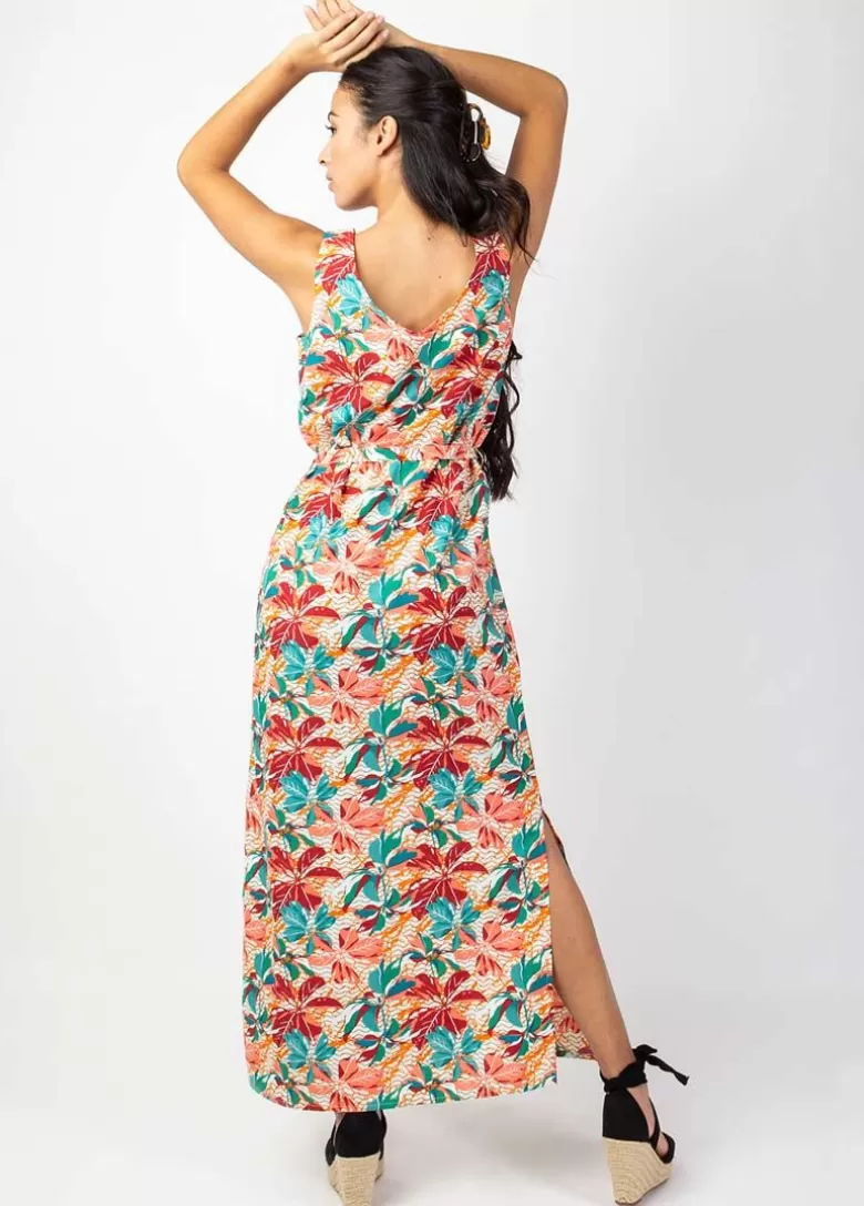 Robes*Coton Du Monde Robe longue ceinturée SAVANA imprimé coloré Congo