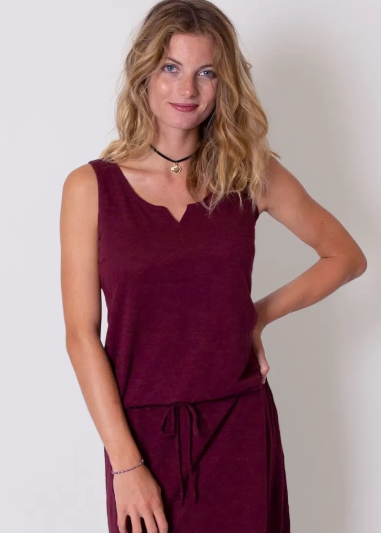 Robes*Coton Du Monde Robe longue en coton sans manches NADINE Grenat