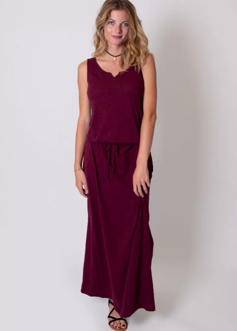 Robes*Coton Du Monde Robe longue en coton sans manches NADINE Grenat