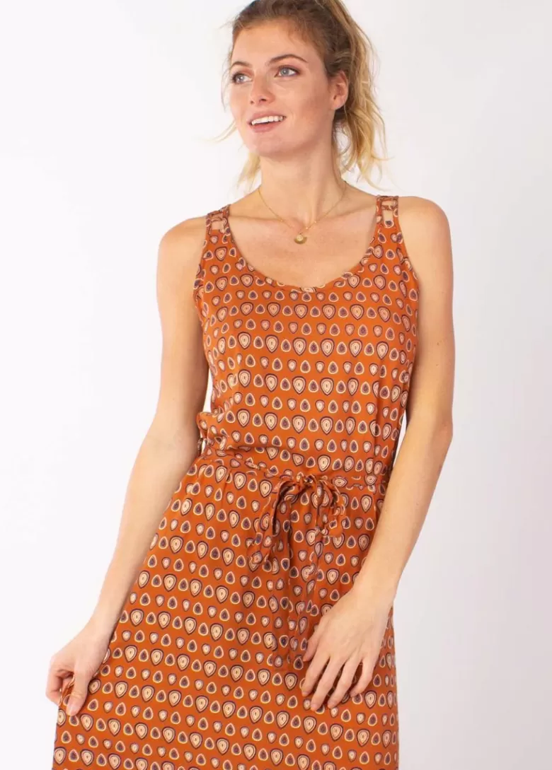 Robes*Coton Du Monde Robe longue fines bretelles LAETITIA imprimé ethnique camel 29 Camel