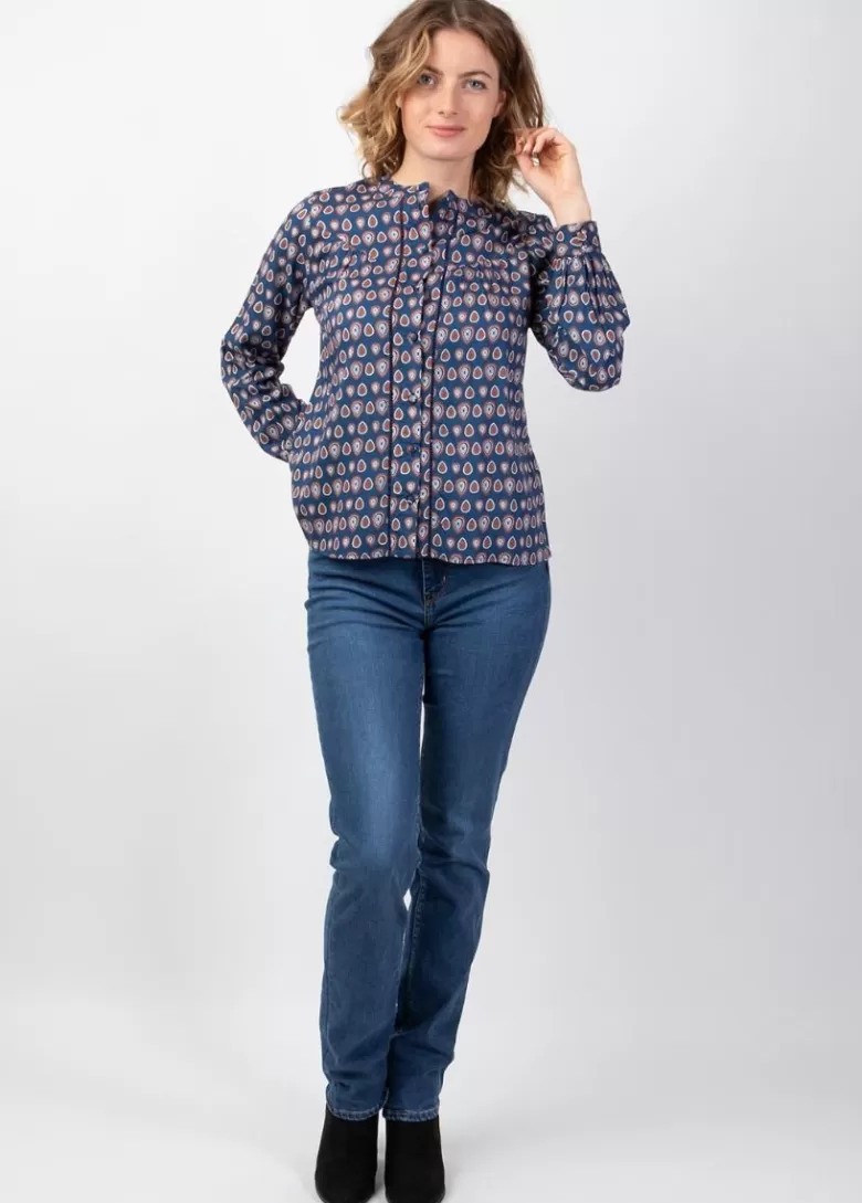 Tops*Coton Du Monde Top manches longues en viscose JOE imprimé ethnique bleu 29 Marine