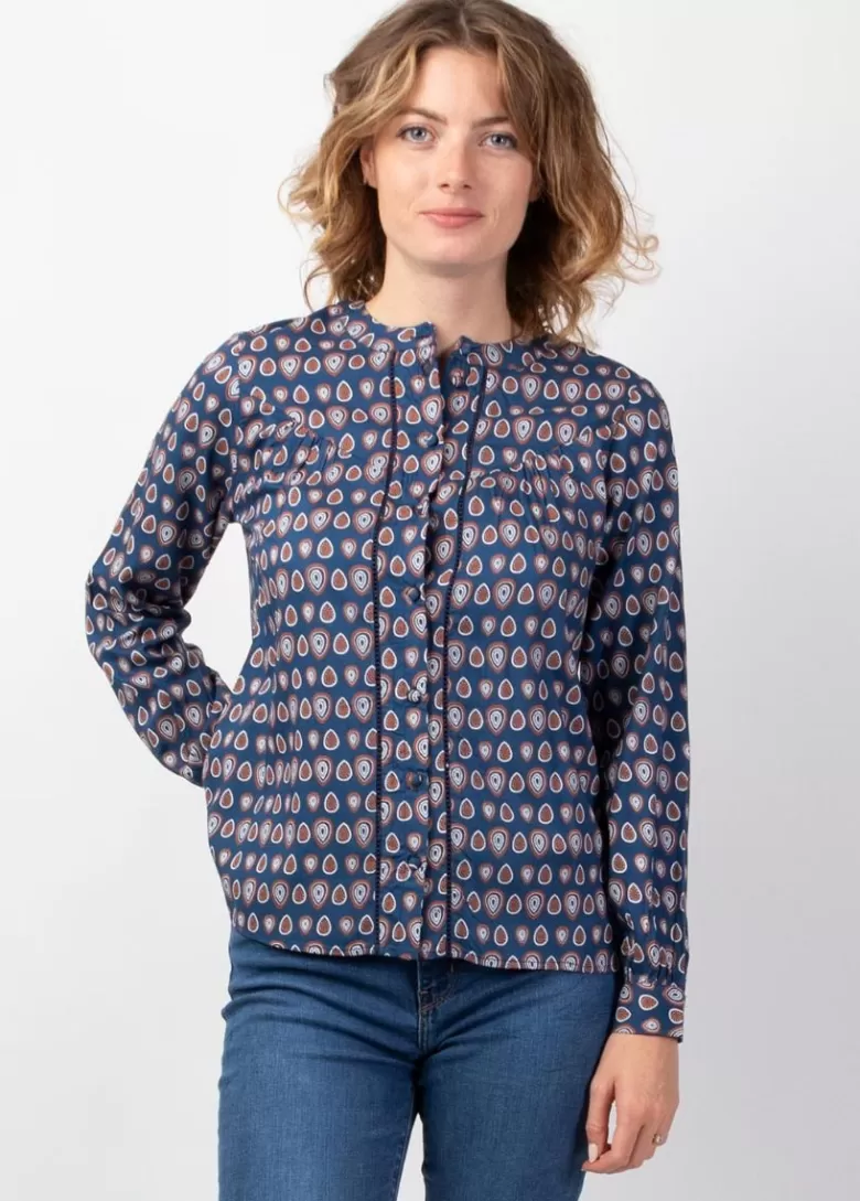 Tops*Coton Du Monde Top manches longues en viscose JOE imprimé ethnique bleu 29 Marine