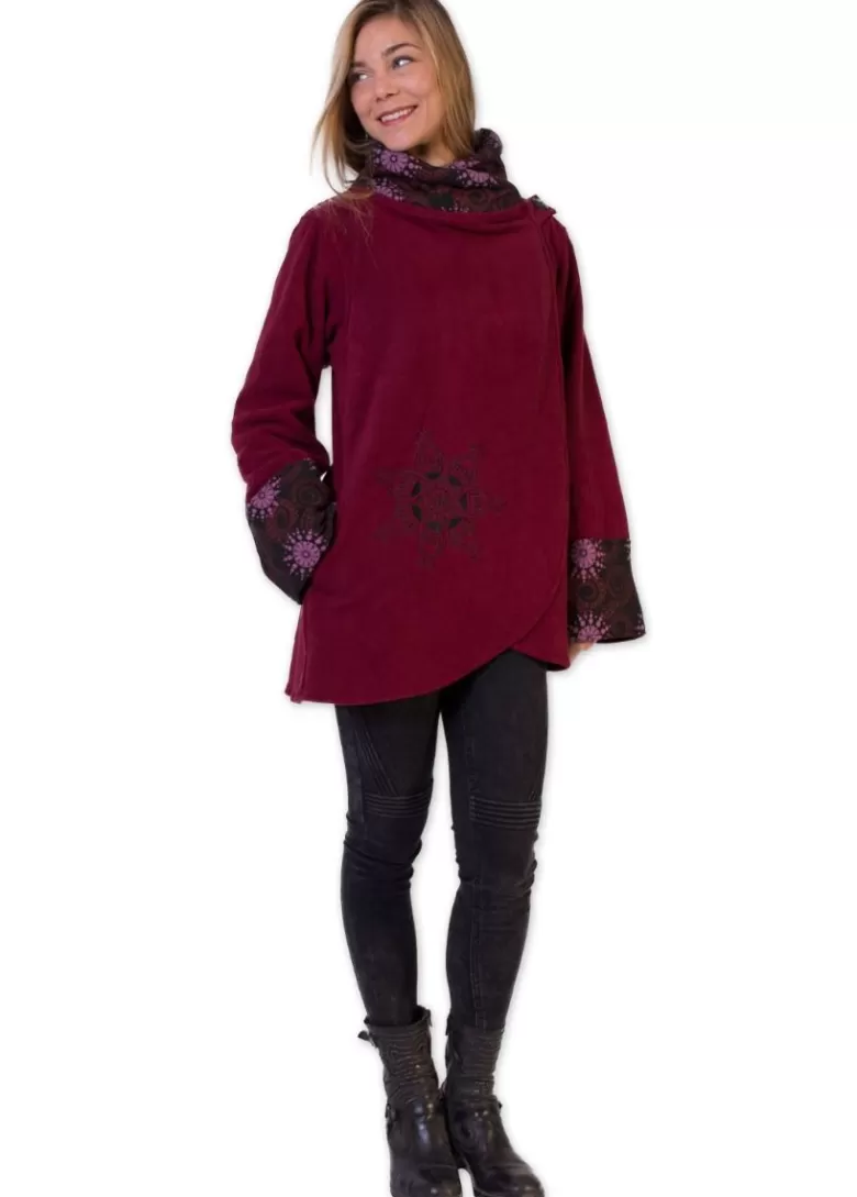 Manteaux | Vestes Et Gilets*Coton Du Monde Veste polaire brodée HUDSON mandala Bordeaux